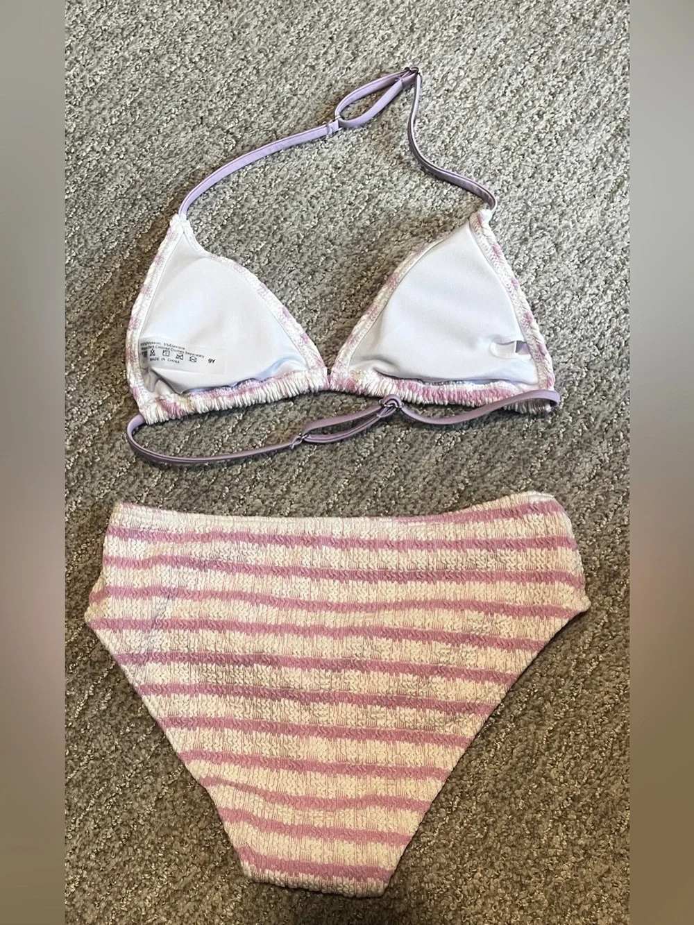 Girl's Tie Dye Smocked 2 Piece Swimwear Sets Backless Halter 1146/bb6